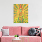 Phoenix Sun Bird Woman Goddess Fantasy Surrealisme Canvas Afdruk (Insitu (Woonkamer))