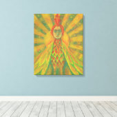Phoenix Sun Bird Woman Goddess Fantasy Surrealisme Canvas Afdruk (Insitu (Houten vloer))