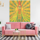 Phoenix Sun Bird Woman Goddess Fantasy Surrealisme Canvas Afdruk (Insitu (Woonkamer))