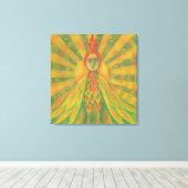 Phoenix Sun Bird Woman Goddess Fantasy Surrealisme Canvas Afdruk (Insitu (Houten vloer))
