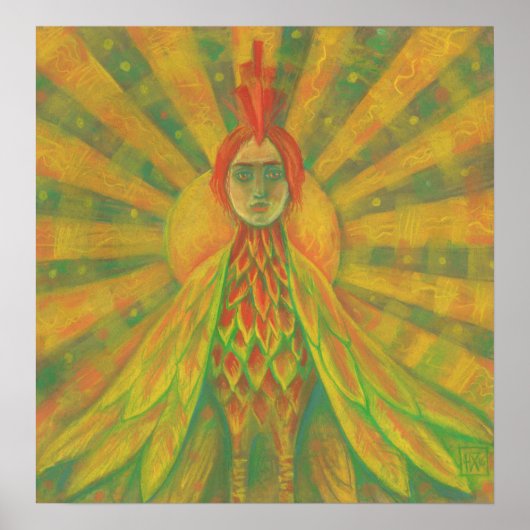 Phoenix Sun Bird Woman Goddess Fantasy Surrealisme Poster (Voorkant)