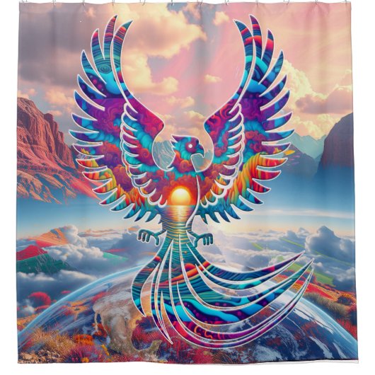 Phoenix Sunrise Douchegordijn (Voorkant)