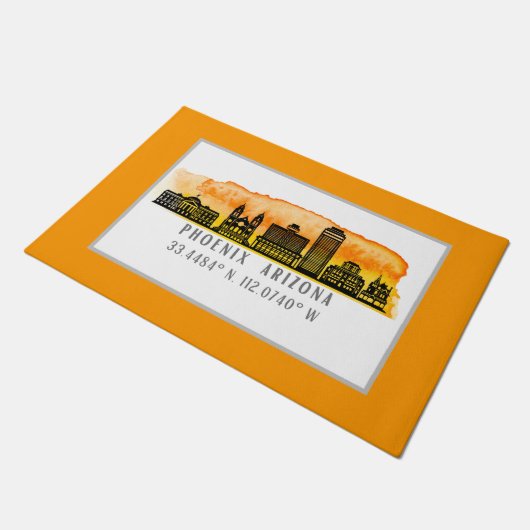 Phoenix Sunset Skyline Map Coordinates Deurmat (Schuin)