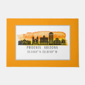 Phoenix Sunset Skyline Map Coordinates Deurmat (Voorkant)