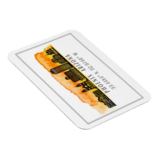 Phoenix Sunset Skyline Map Coordinates Magneet (Rechterzijde)