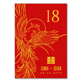 Phoenix thema Dubbel geluk | Goud op rood Kaart