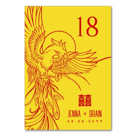 Phoenix thema Dubbel geluk | Rood op goud Kaart (Voorkant)
