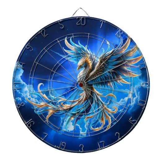 Phoenix van de saffierene dageraad  dartbord (Voorkant)