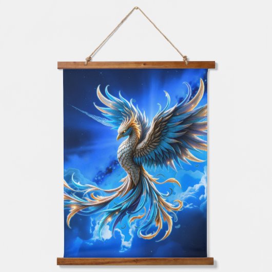 Phoenix van de saffierene dageraad  hangend wandkleed (Voorkant)