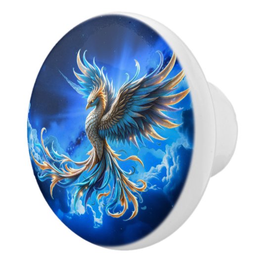 Phoenix van de saffierene dageraad keramische knop (Rechts)