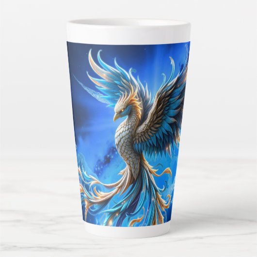 Phoenix van de saffierene dageraad  latte mok (Voorkant)