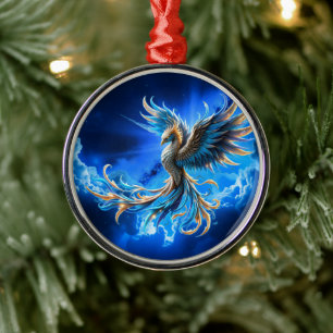 Phoenix van de saffierene dageraad metalen ornament