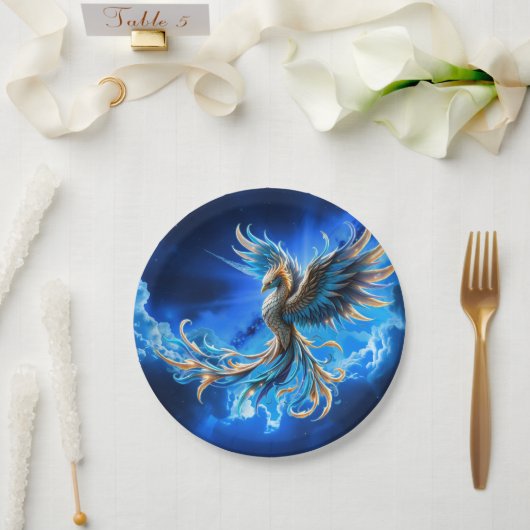 Phoenix van de saffierene dageraad  papieren bordje (Huwelijk)