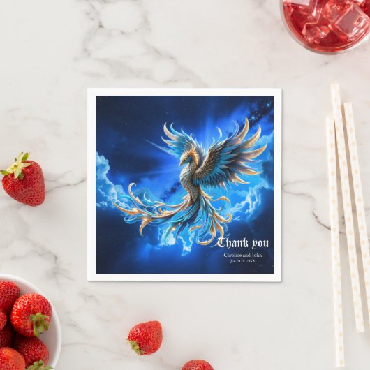 Phoenix van de saffierene dageraad  servet (Insitu)
