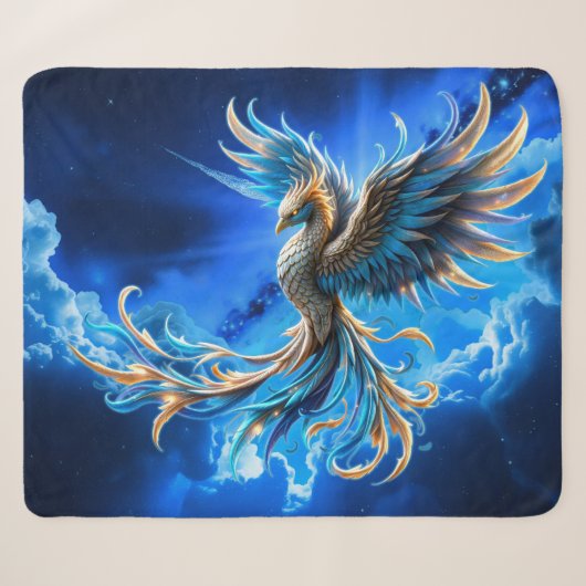 Phoenix van de saffierene dageraad sherpa deken (Voorkant (horizontaal))