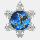 Phoenix van de saffierene dageraad  tin sneeuwvlok ornament (Voorkant)