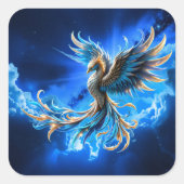 Phoenix van de saffierene dageraad vierkante sticker (Voorkant)