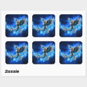 Phoenix van de saffierene dageraad vierkante sticker (Vel)