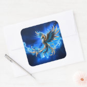 Phoenix van de saffierene dageraad vierkante sticker (Envelop)
