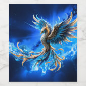 Phoenix van de saffierene dageraad  wijn etiket (Enkel label)