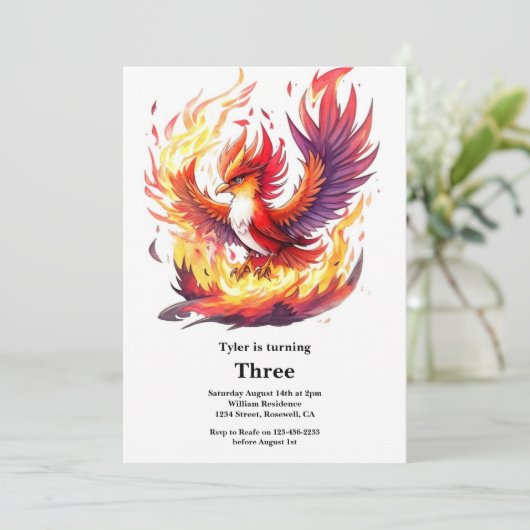 Phoenix verjaardagsuitnodiging kaart (Staand voorkant)