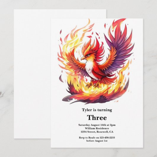 Phoenix verjaardagsuitnodiging kaart (Voorkant / Achterkant)