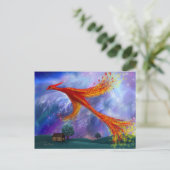 Phoenix vliegend bij nacht briefkaart (Staand voorkant)