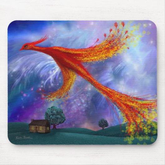 Phoenix vliegend bij nacht muismat (Voorkant)
