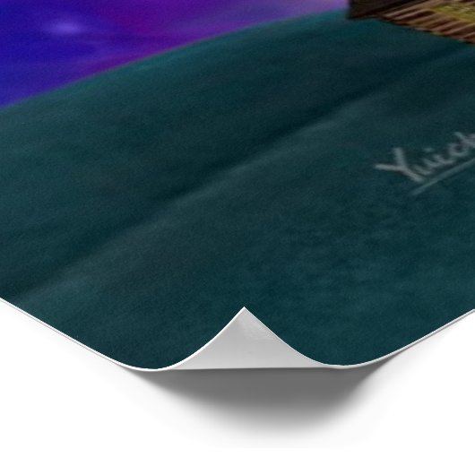 Phoenix vliegend bij nacht poster (Hoek)