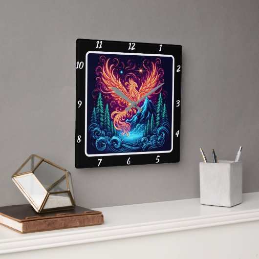 Phoenix vlucht over Midnight Ridge Vierkante Klok (Kantoor)