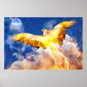 Phoenix Vogel RIJST BOVEN JE PROBLEMEN UIT Poster