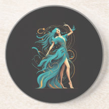 Phoenix vrouwensilhouet in een vloeiend Onderzette