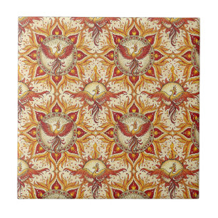 Phoenix Vuur Mandala Spiritueel Ontwerp Patroon Ku Tegeltje
