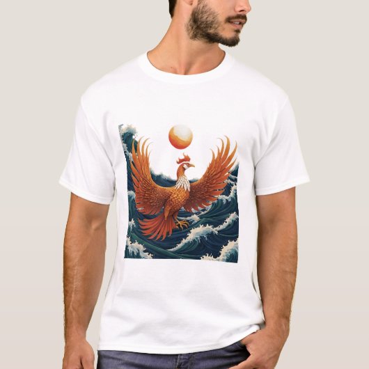 Phoenix Wave Art - Ukiyo-e Sunset Design T-shirt (Voorkant)