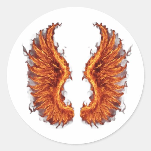 Phoenix wings on fire ronde sticker (Voorkant)