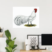 Phoenix: Witte rooster Poster (Thuiskantoor)