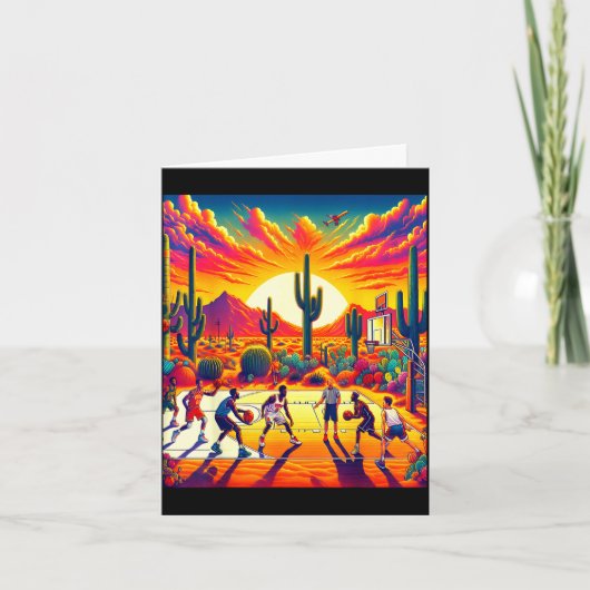 Phoenix woestijn zonsondergang basketbal_ hittegol kaart (Voorkant)