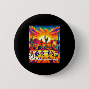 Phoenix woestijn zonsondergang basketbal hittegolf ronde button 5,7 cm