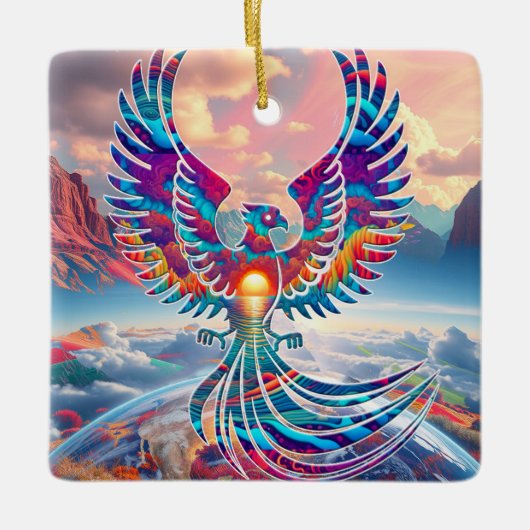 Phoenix Zonsopgang Keramisch Ornament (Voorkant)