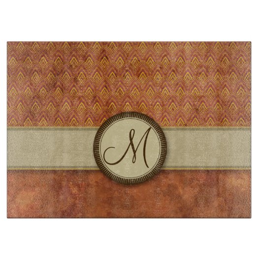 Phoenixes Fire Feather Pattern met Monogram Snijplank (Voorkant)