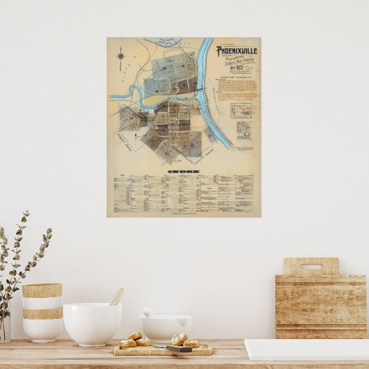 Phoenixville City PA Map 1921 Poster (Keuken)