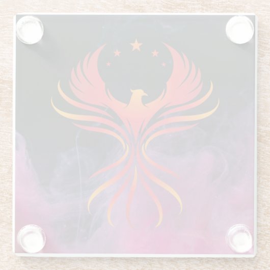 Phoennix Wings Open Glazen Onderzetter (Achterkant)