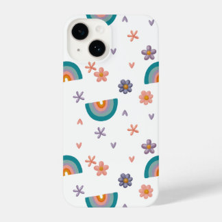 Phone Case – Rainbow and Flowers Cute Design iPhone 14 Hoesje