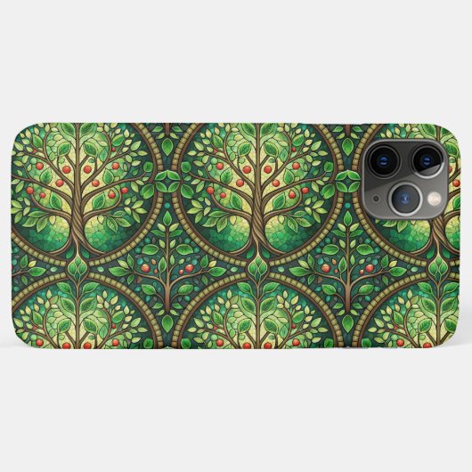 Phone case with an intricate green and brown (Achterkant (horizontaal))
