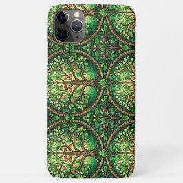 Phone case with an intricate green and brown 
