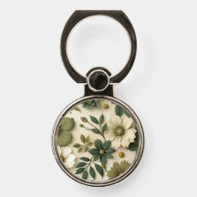 Phone grip green flowers pattern