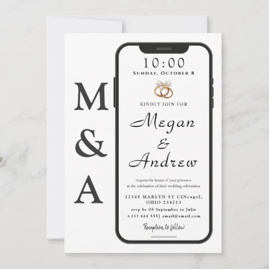 Phone Lock Screen Wedding Invitation (Voorkant)