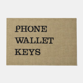 PHONE WALLET KEYS Black op Burlap Effect Deurmat
