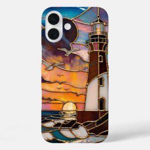 Phonehoesje met vuurtoren bij zonsondergang Kust O iPhone 16 Plus Hoesje