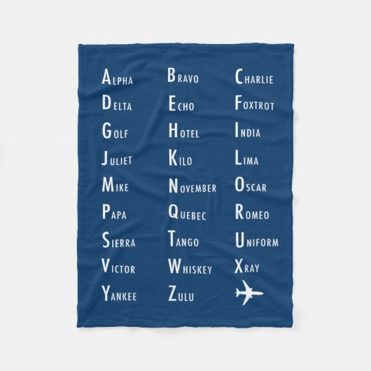 Phonetic Alphabet Aviation Fleece Blanket (Voorkant)